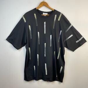 Vintage Georg Roth Germany Black Crew Hand Painted T Shirt Minimalist Art mens L